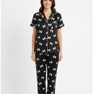 New kate spade Pajama Set in Black with White Bows